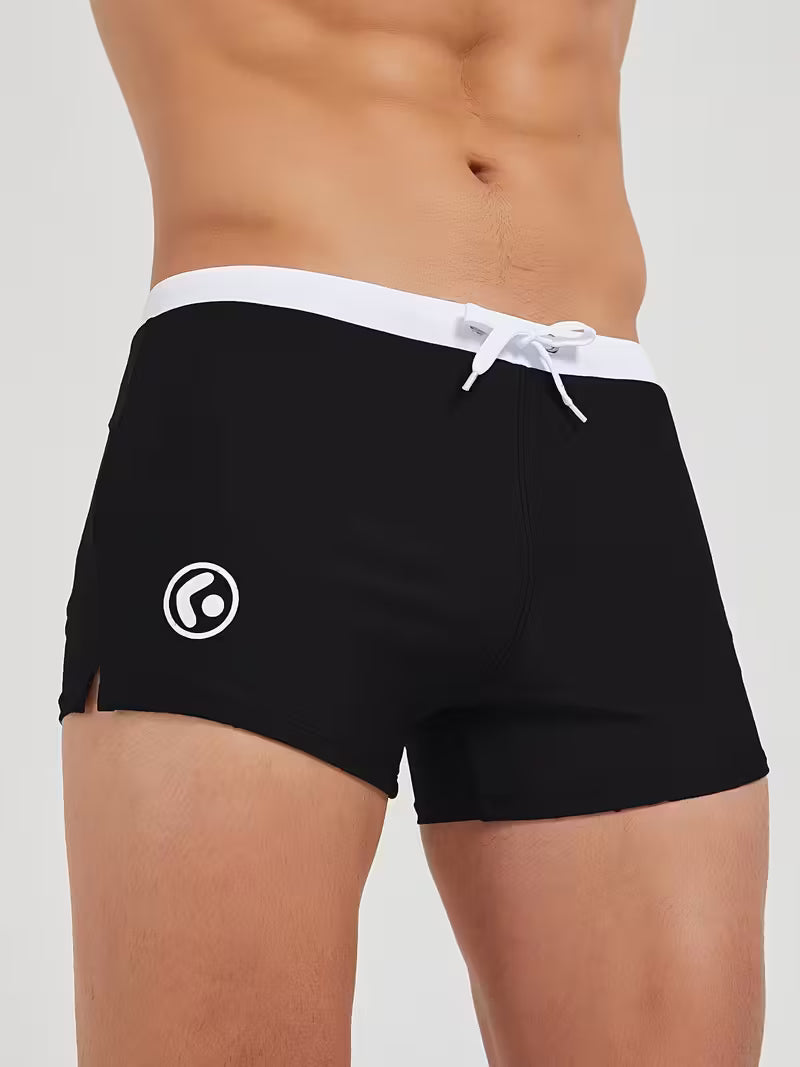 AdoraBeach – Black & White Wave Swim Shorts